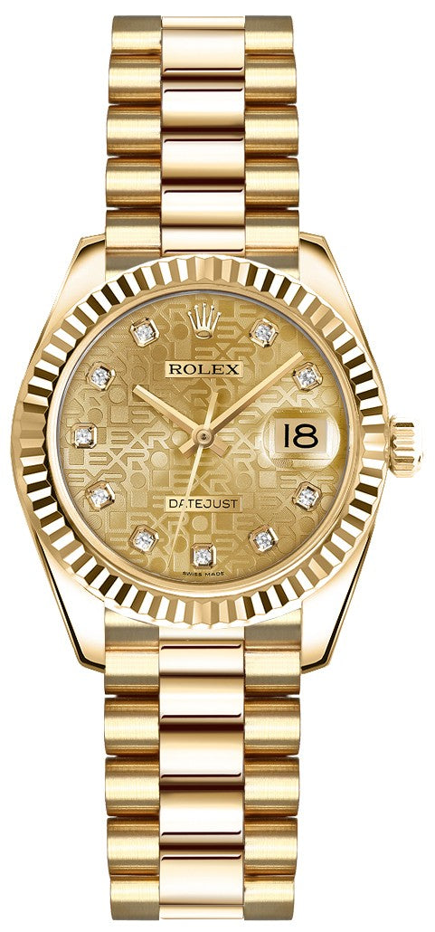 Rolex Lady-Datejust 26 Gold Diamond Watch 179178