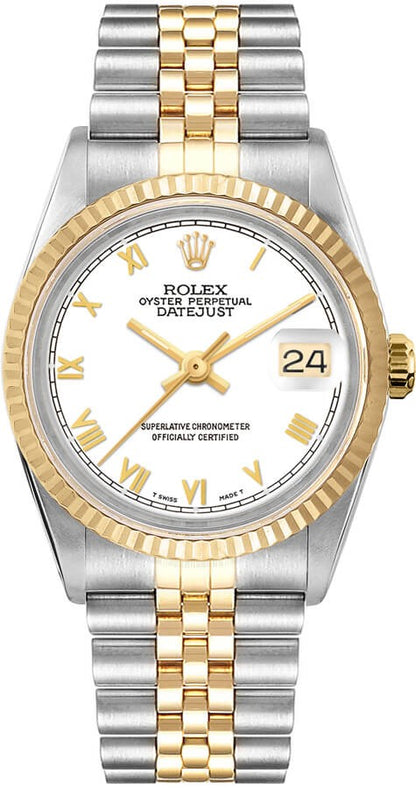 Rolex Datejust 36 White Roman Numeral Dial Unisex Watch 16013