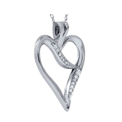 Diamond Heart Pendant, 0.05 Carat on Solid 10k White Gold