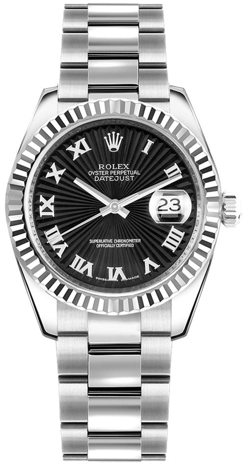 Rolex Datejust 31 Black Roman Numeral Dial Watch 178274