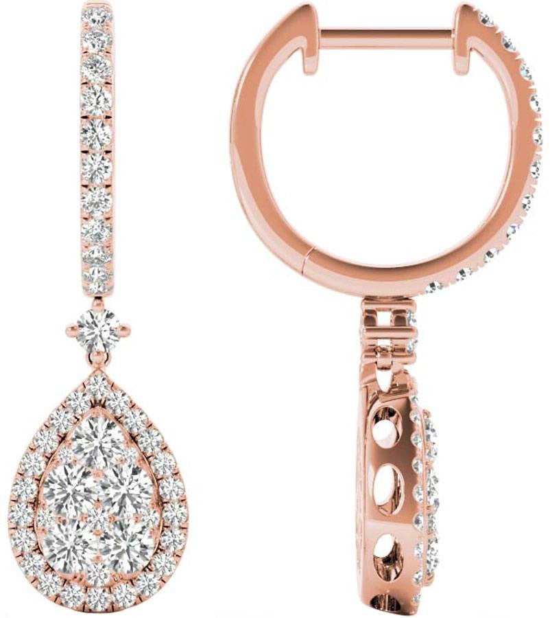 Diamond Earrings, 1.45 Carat Diamonds on Solid 18k Rose Gold E20240R