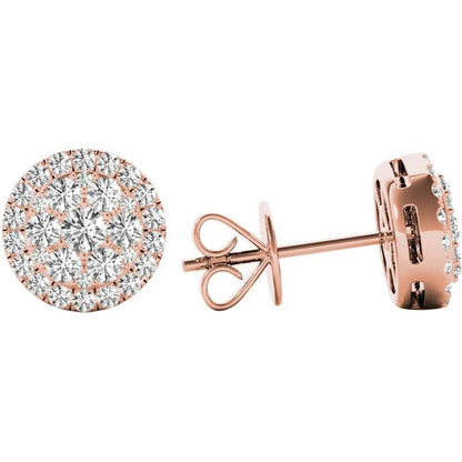 .43 TCW Rose Gold Diamond Halo Pave Earrings E20236R