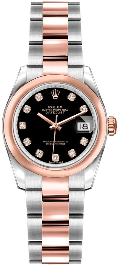 Rolex Lady-Datejust 26 Black Diamond Dial Women's Watch 179161