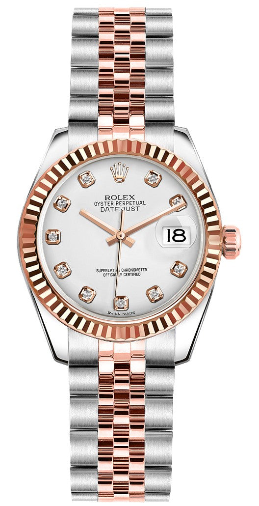 Rolex Lady-Datejust 26 White Diamond Dial Watch 179171