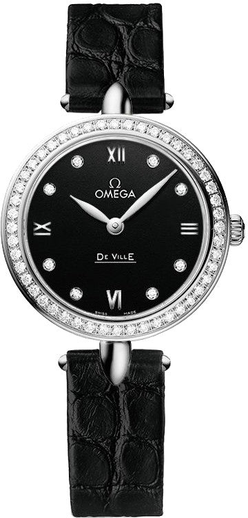 Omega De Ville Prestige Black Dial Diamond Women's Watch 424.18.27.60.51.001