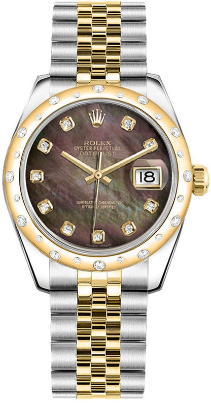 Rolex Datejust 31 Black Mother of Pearl Jubilee Women's Watch 178343-0010