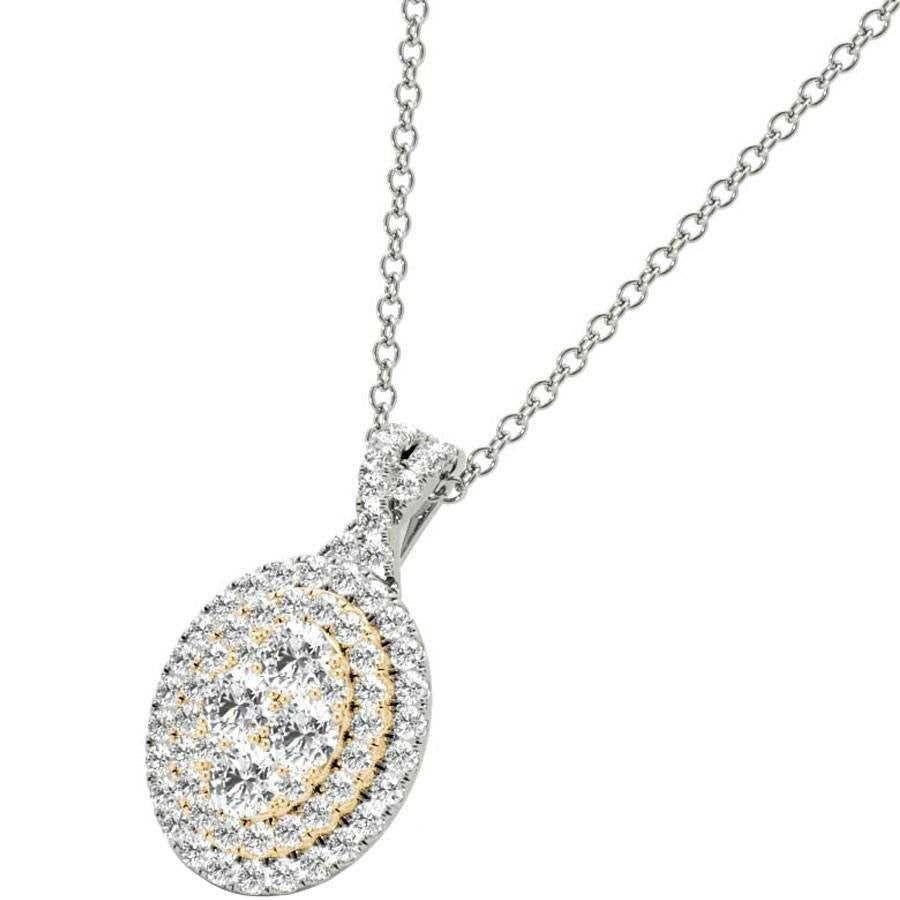 Diamond Pendant, .66 Carat on Solid 18k White & Yellow Gold P21951WY