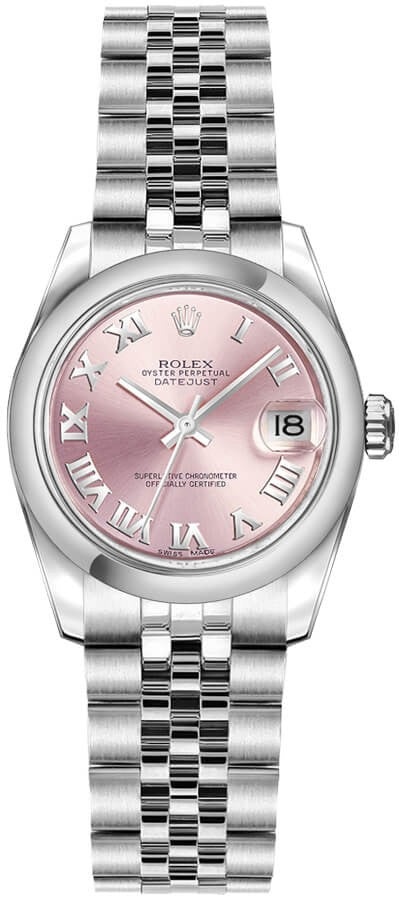 Rolex Lady-Datejust 26 Pink Roman Numeral Dial Women's Watch 179160