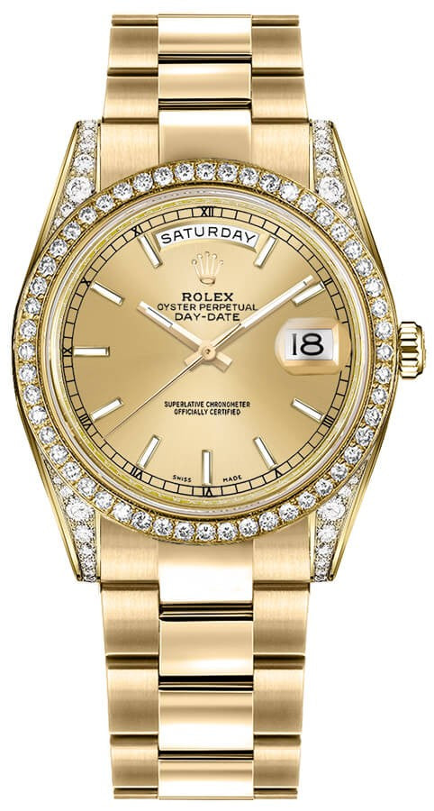 Rolex Day-Date 36 Champagne Dial Oyster Bracelet Watch 118388-0188