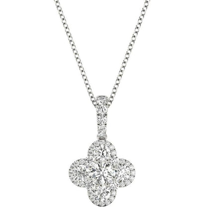 Diamond Flower Pendant, .95 Carat on Solid 18k White Gold P21970W