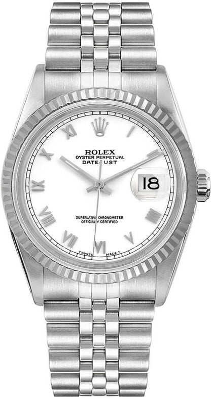 Rolex Datejust 36 Stainless Steel White Dial Unisex Watch 16220