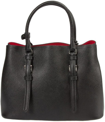 Black Prada Saffiano Cuir Double Small Tote Bag