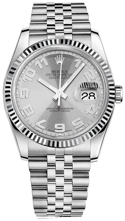 Rolex Datejust 36 White Gold Fluted Bezel & Stainless Steel Watch 116234