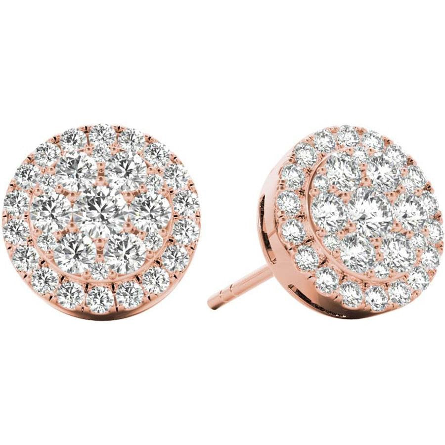 .43 TCW Rose Gold Diamond Halo Pave Earrings E20236R