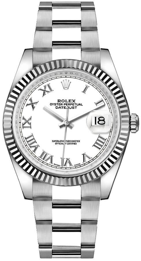 Rolex Datejust 36 White Roman Numeral Dial Watch 116234-0090