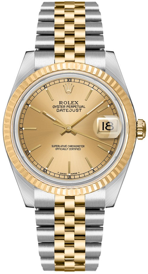 Rolex Datejust 36 Champagne Dial Luxury Watch 16233