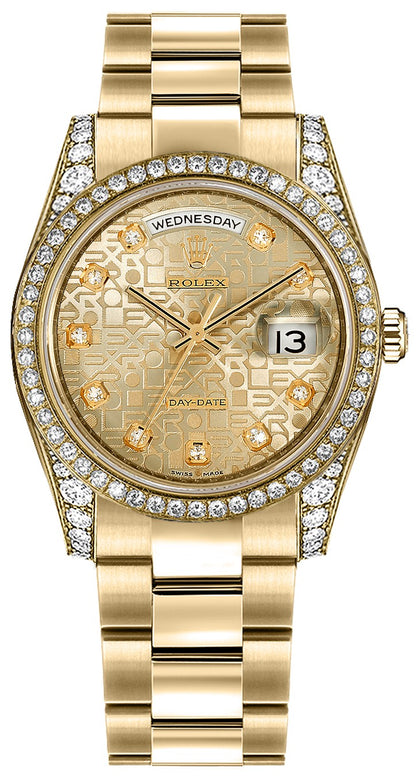 Rolex Day-Date 36 Gold Diamond Swiss Watch 118388