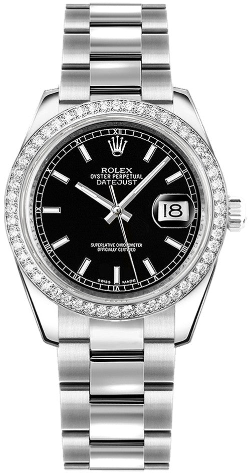 Rolex Datejust 31 Women's Black Dial Watch 178384-0054