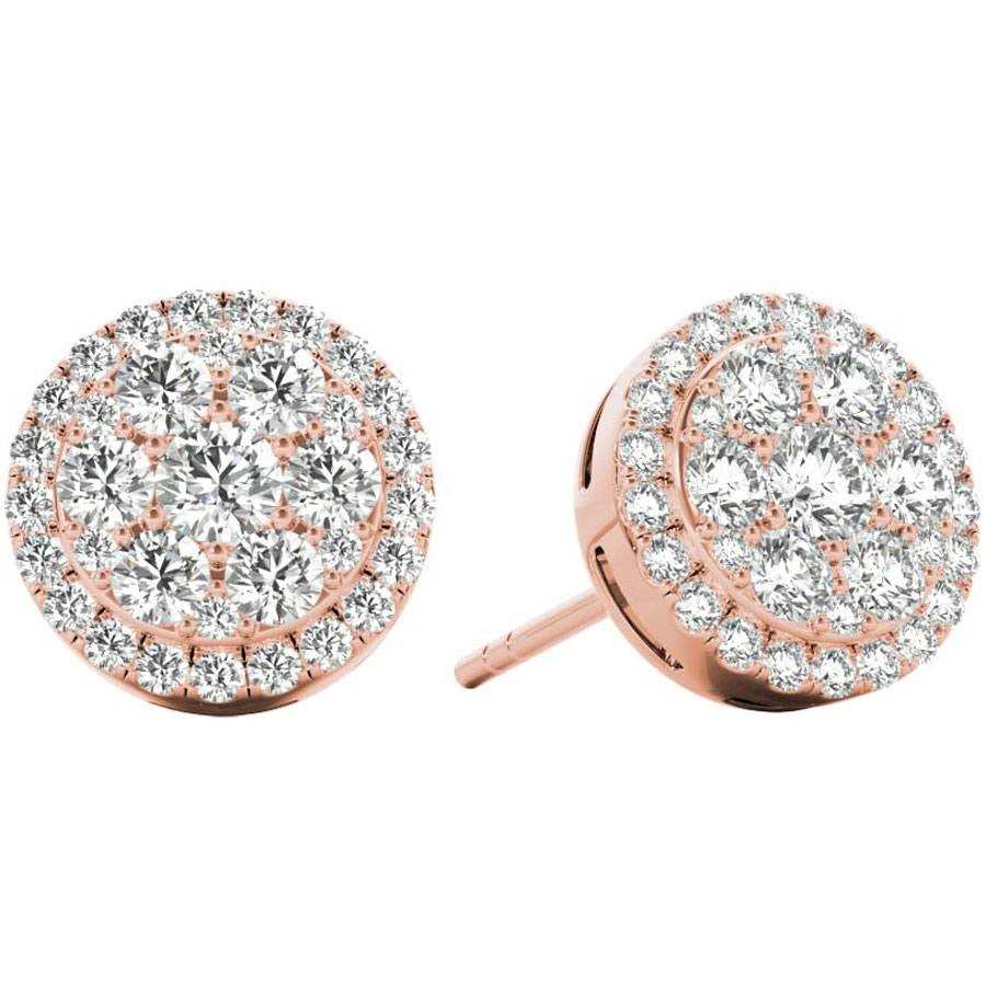 .66 TCW Rose Gold Diamond Halo Pave Earrings E20233R