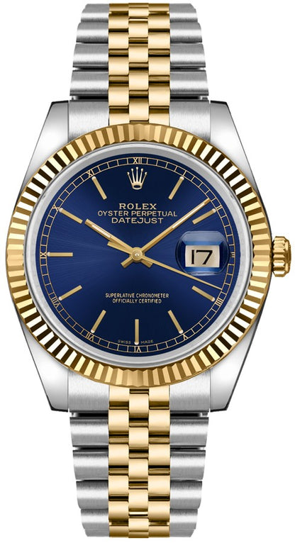 Rolex Datejust 36 Two Tone Blue Dial Watch 16233