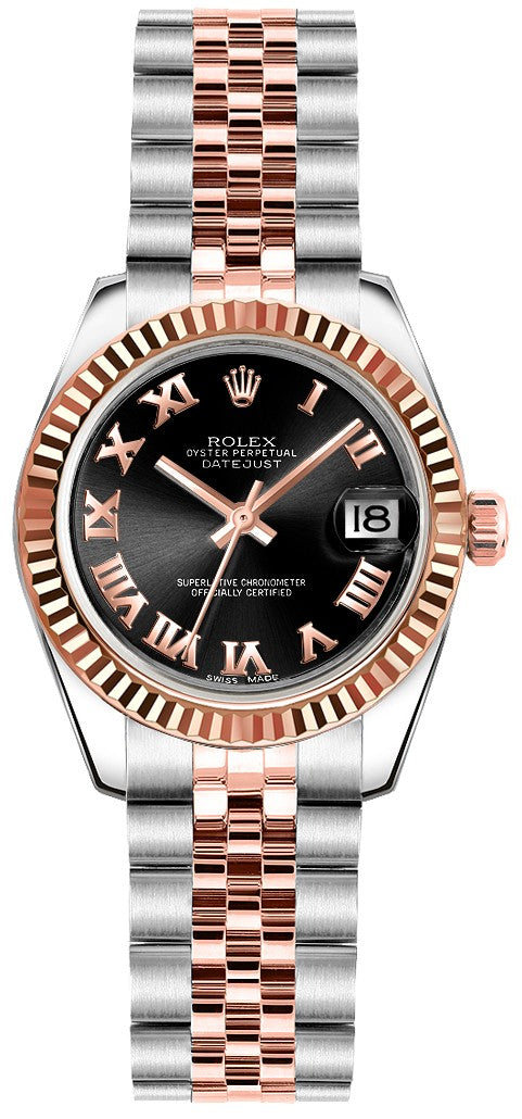 Rolex Lady-Datejust 26 Black Dial Women's Watch 179171