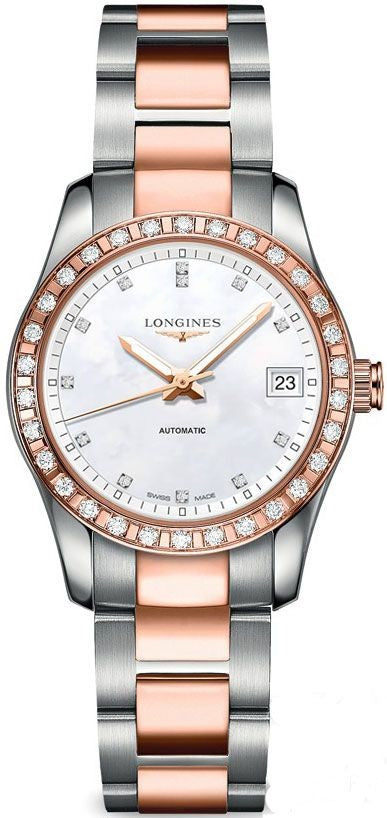 Longines Conquest Classic Steel & Rose Gold Diamond Women's Watch L2.285.5.88.7