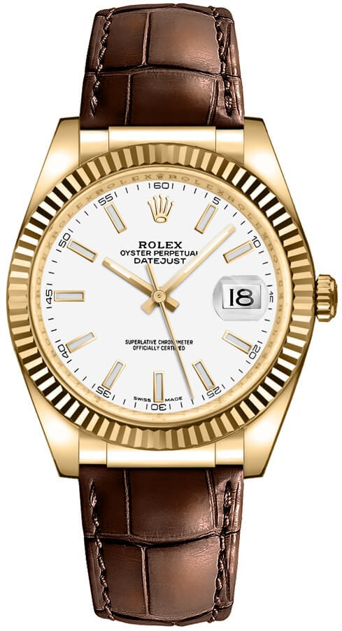 Rolex Datejust 36 White Dial Solid 18k Gold Luxury Watch 116138