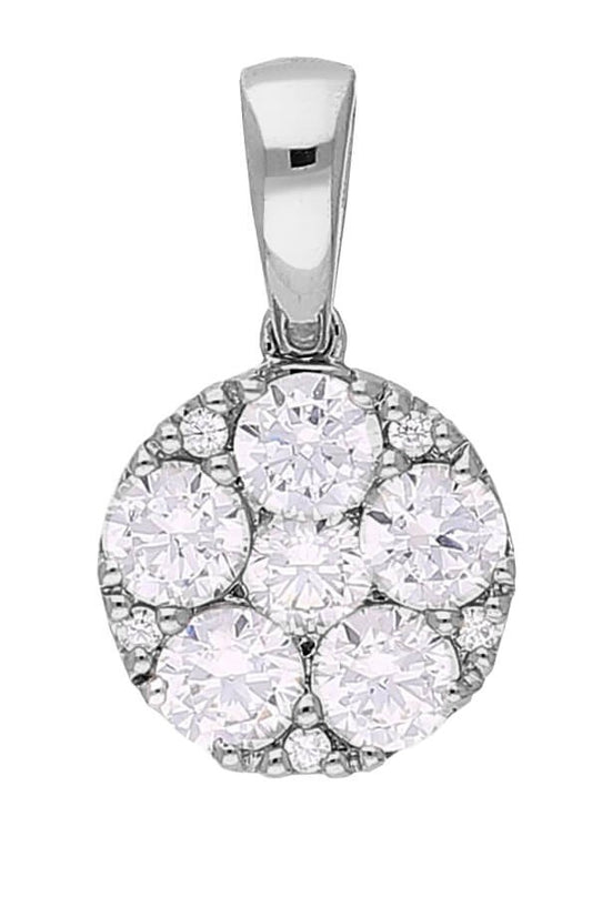 Diamond Round Pendant, 0.991 Carat on 14k White Gold PSV341W