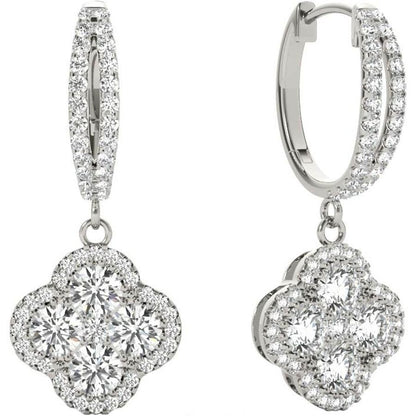 Diamond Earrings, 1.07 Carat Diamonds on Solid 18k White Gold E21973W