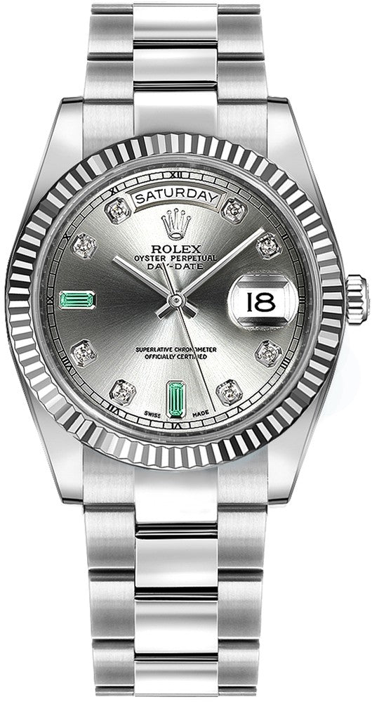 Rolex Day-Date 36 Diamond Emeralds Gold Watch 118239-0271