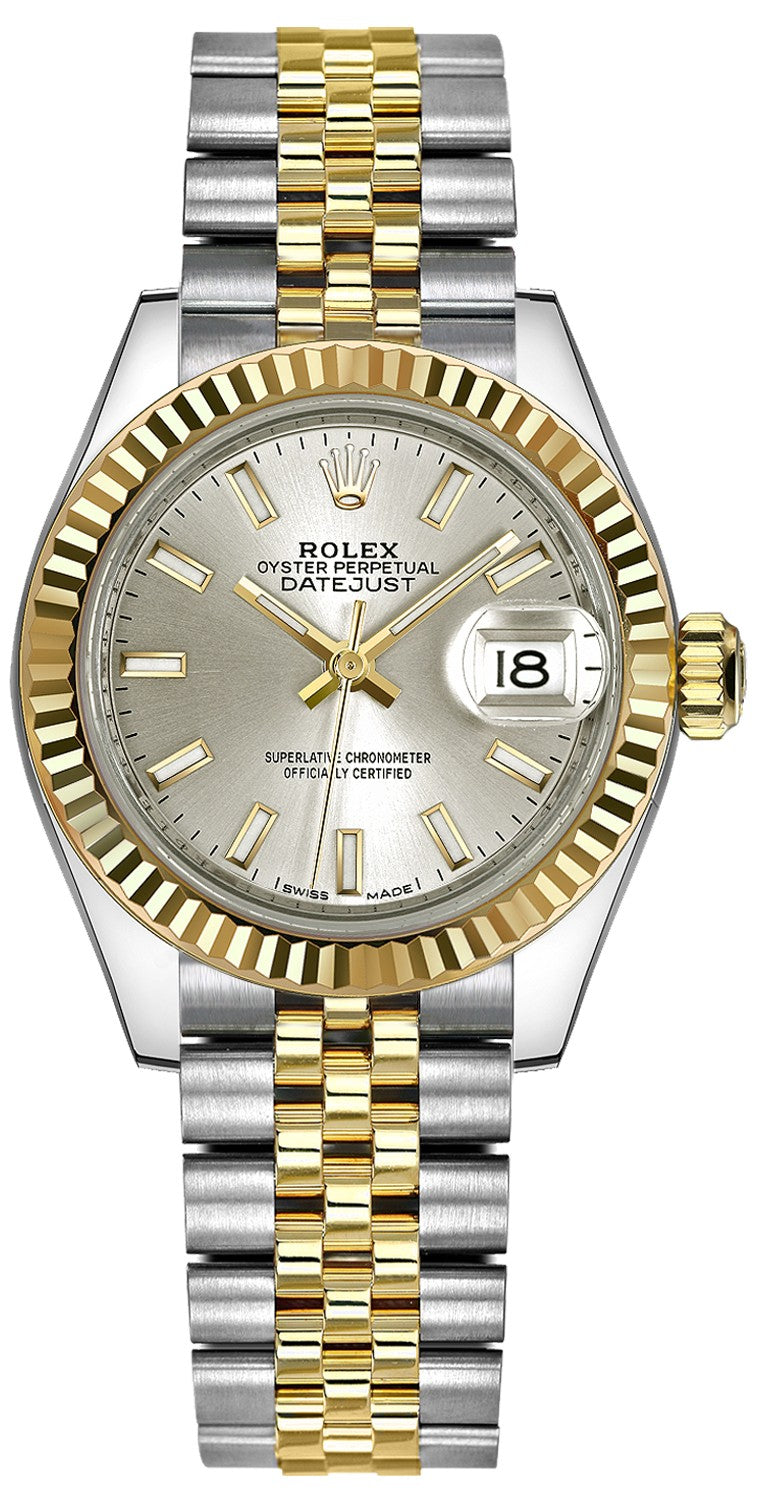 Rolex Lady-Datejust 28 Silver Dial Gold & Steel Women's Watch 279173-0019