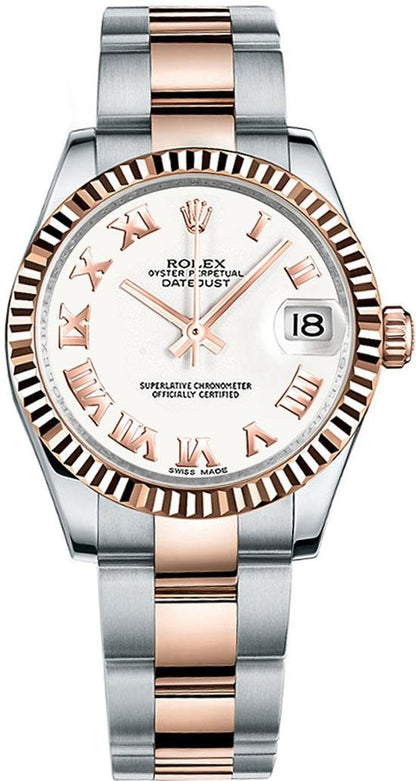 Rolex Datejust 31 White Dial Rose Gold & Steel Watch 178271-0066