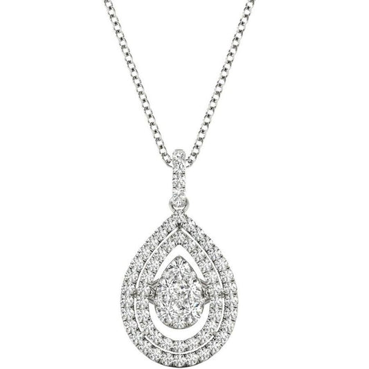 Diamond Triple Pear Pendant, .63 Carat on Solid 18k White Gold P21957W