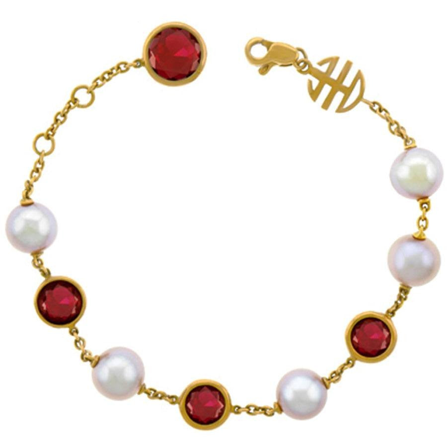 Mimi Milano Garnet & Pearl Bracelet on 18k Rose Gold B171R3H