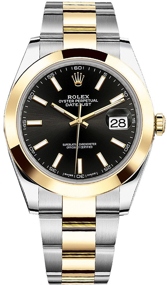 Rolex Datejust 41 Black Dial Gold & Steel Men's Watch 126303-0013