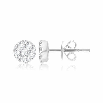 Diamond Cluster Earrings, 0.51 Carat on 14k White Gold ESV153W