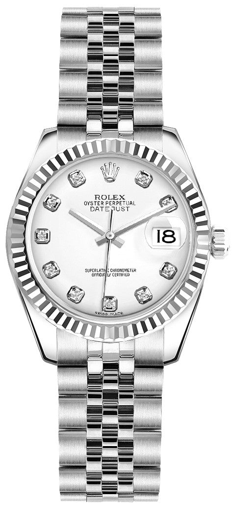 Rolex Lady-Datejust 26 White Diamond Gold & Steel Watch 179174