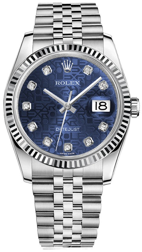 Rolex Datejust 36 Blue Jubilee Diamonds Women's Watch 116234-0110