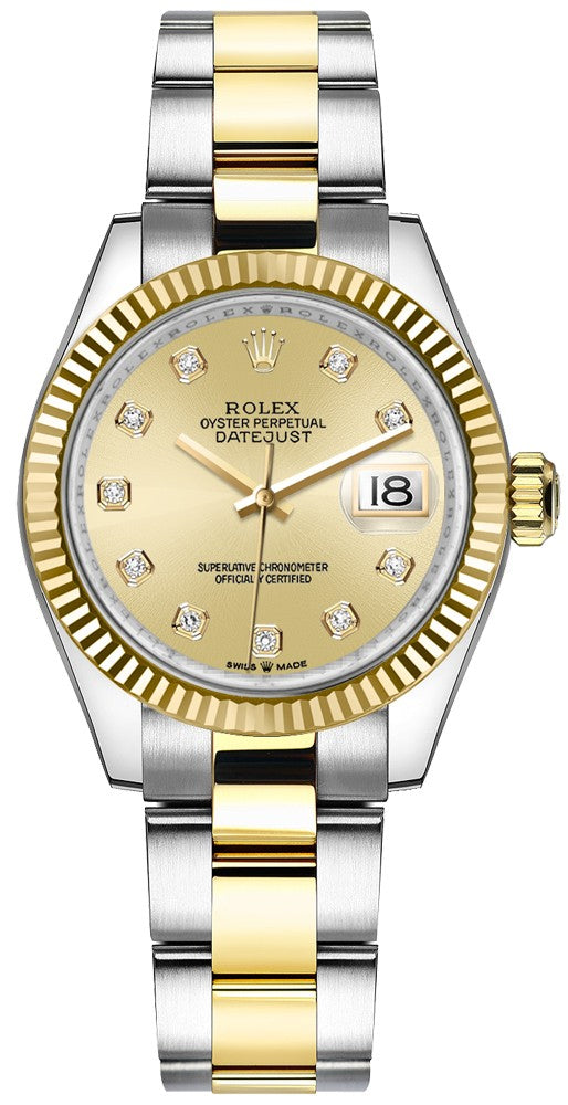 Rolex Datejust 31 Champagne Diamond Dial Women's Watch 278273-0025