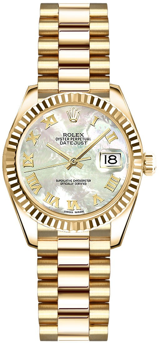 Rolex Lady-Datejust 26 Mother of Pearl Roman Numeral Watch 179178