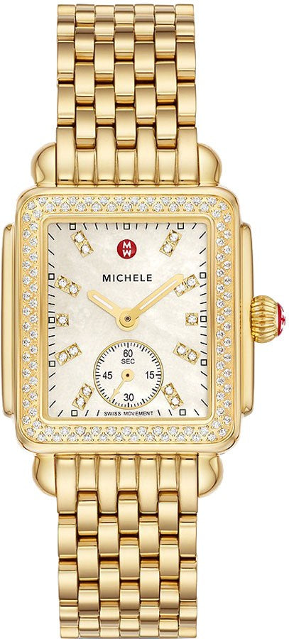 Michele Deco Mid Gold Diamond Stainless Steel Women's Watch MWW06V000124