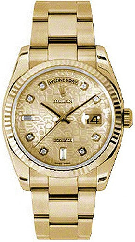 Rolex Day-Date 36 Champagne Jubilee Diamond Oyster Bracelet Watch 118238-0200