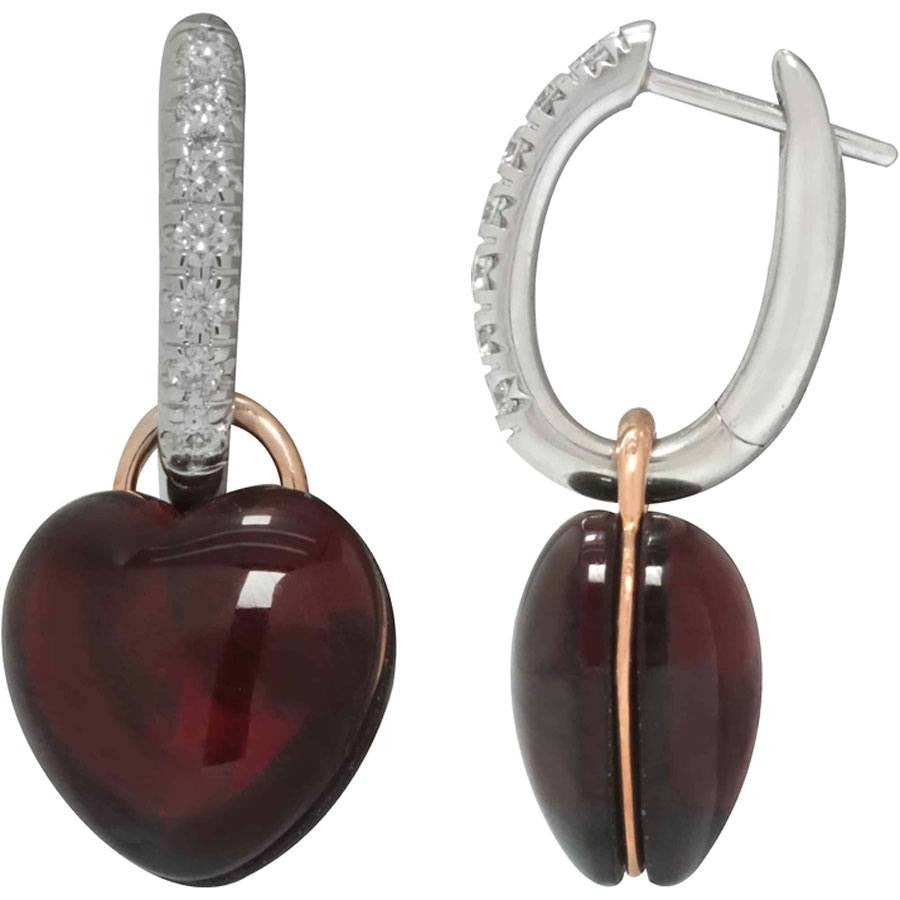 Mimi Milano 18k White Gold Diamond Garnet Women's Earrings O306C8GB-74