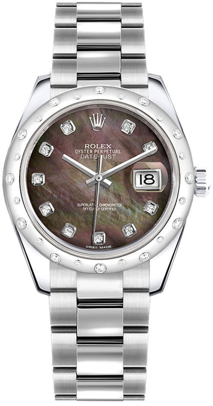 Rolex Datejust 31 Black Mother of Pearl Dial Women's Watch 178344-0015