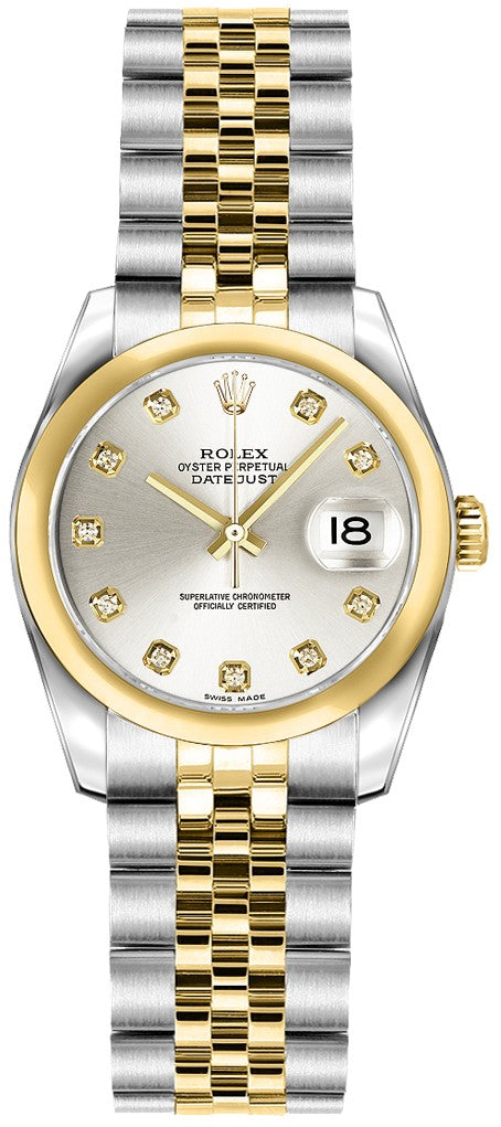 Rolex Lady-Datejust 26 Diamond Silver Dial Women's Watch 179163-0062