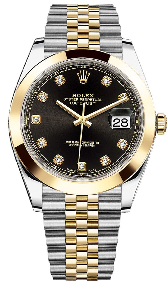 Rolex Datejust 41 Black Diamond Men's Watch 126303-0006