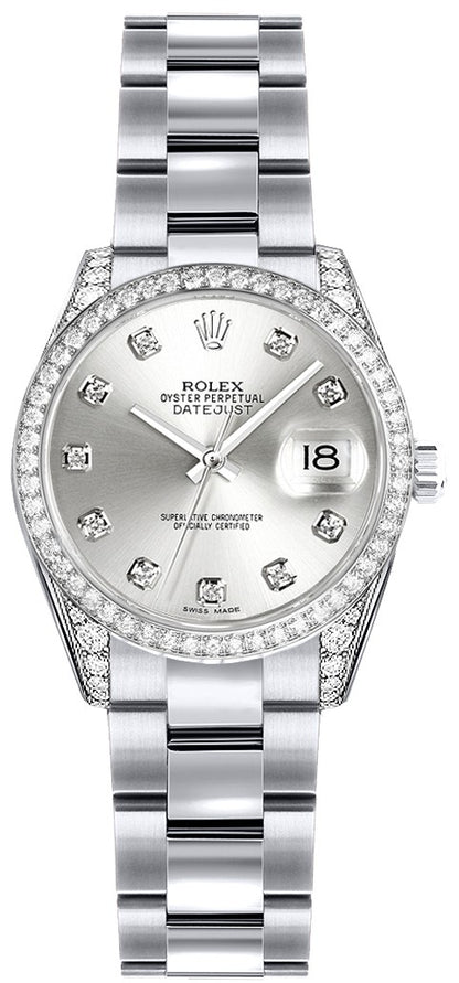 Rolex Lady-Datejust 26 Silver Diamond Dial Women's Watch 179159