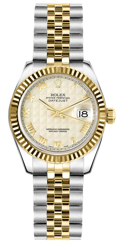 Rolex Lady-Datejust 26 Ivory Roman Numeral Dial Watch 179173