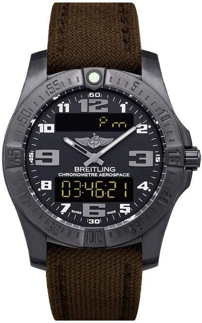 Breitling Professional Aerospace Evo Black Titanium Brown Strap Men's Watch V7936310/BD60-108W