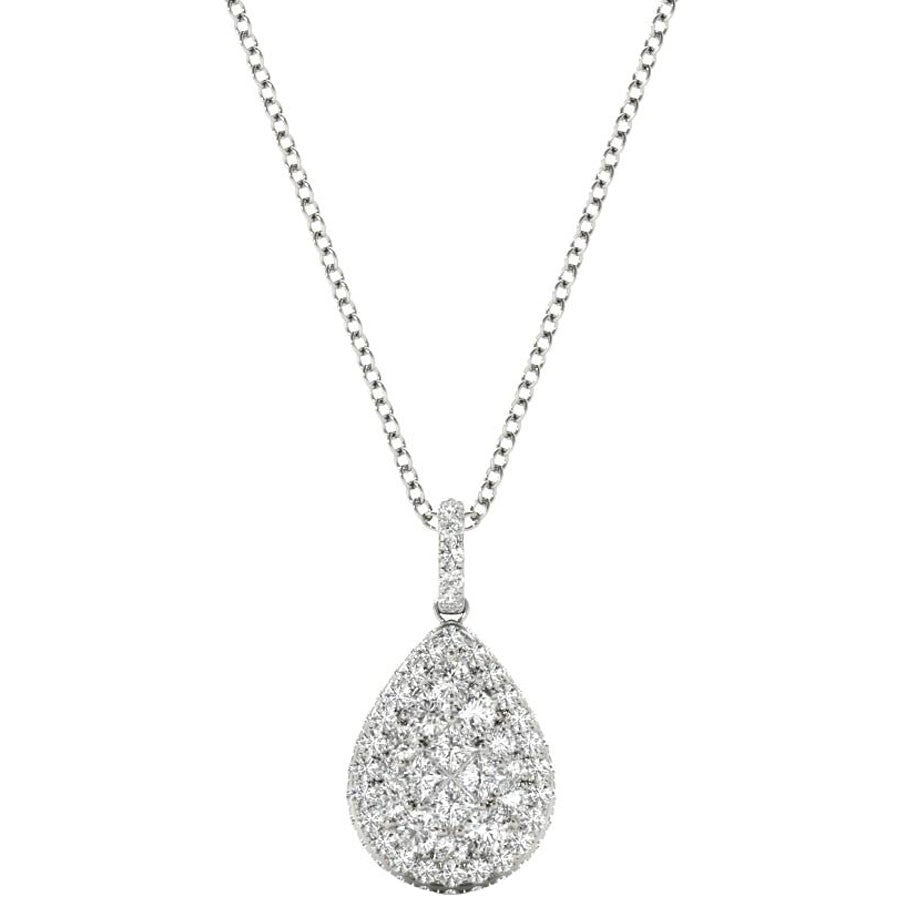 Diamond Pendant, .87 Carat on Solid 18k White Gold P21960W